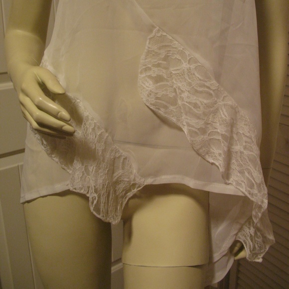 NWT w/Flaw CECICO Ruffle Sheer Tank Top M Lace White Fairy Fairycore Resort Wear - Picture 3 of 8